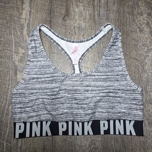 PINK Women's Gray Sports Bra Size L